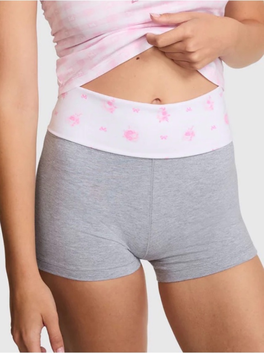 PINK X LoveShackFancy Cotton Foldover Micro Shorts-New-L-Y2K-Collab